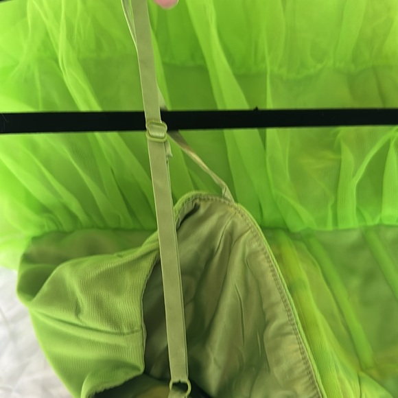 Lulus Rule the Runway Lime Green Tulle Bustier Straps Prom Tiered Maxi Dress M/L - Picture 10 of 15